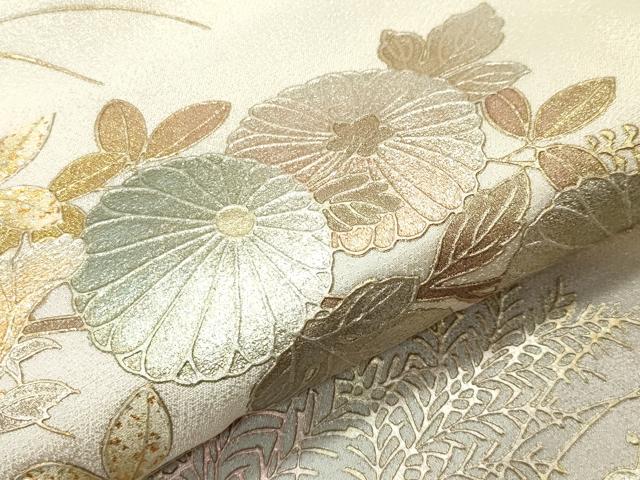 平和屋着物●金彩友禅 卓越技能者・名工・和田光正 訪問着 檜扇花文 暈し染め 金銀彩 正絹 逸品 未使用 CABD8829gh