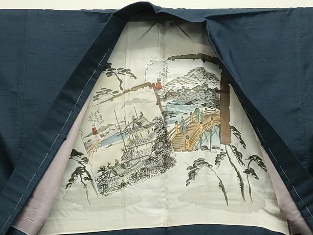 平和屋着物●男性 紬 アンサンブル 色無地 褐返色 正絹 逸品 未使用 CABD8832gh