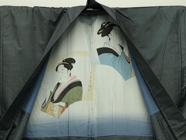 平和屋着物●男性 本場大島紬 アンサンブル 100亀甲 総詰め キングサイズ 正絹 逸品 未使用 CABD8834gh
