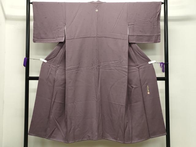平和屋着物●本草木染作家 圓啓 色無地 花菱地紋 葡萄鼠色 正絹 逸品 未使用 CABD8839gh