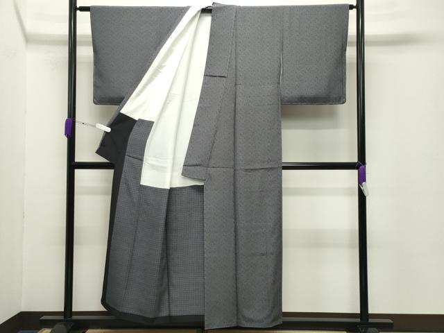 平和屋着物●重要無形文化財 人間国宝 中村勇二郎 江戸小紋 草木染 古代菊 黒地 証紙付き 正絹 逸品 未使用 CABD8842gh
