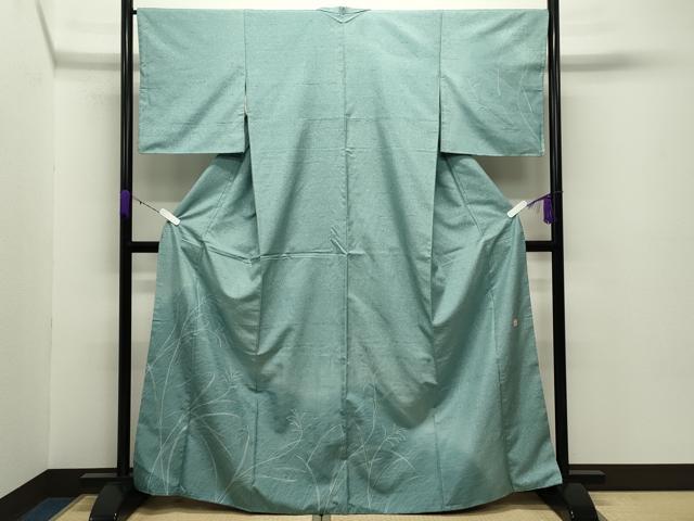 平和屋着物●石川県指定無形文化財 牛首紬 白山工房 手織り 訪問着 刺繍 草木文 正絹 逸品 CABD8848gh