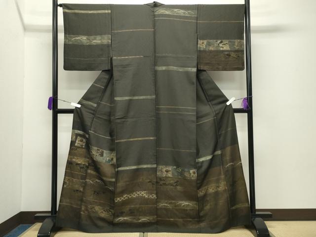 平和屋着物●訪問着 色紙重ね草花文 金彩 正絹 逸品 CABD8856gh
