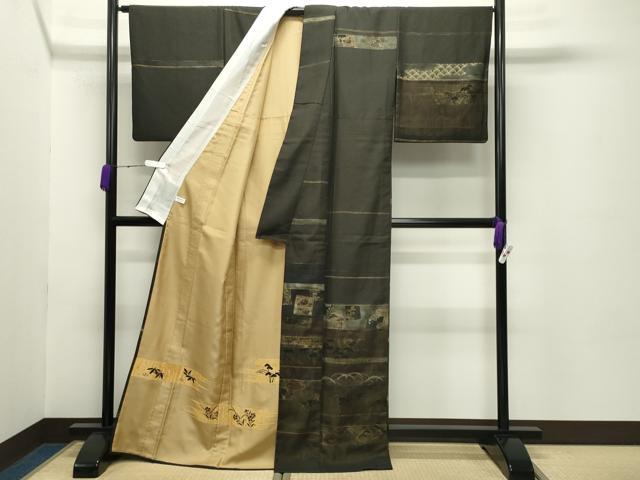 平和屋着物●訪問着 色紙重ね草花文 金彩 正絹 逸品 CABD8856gh