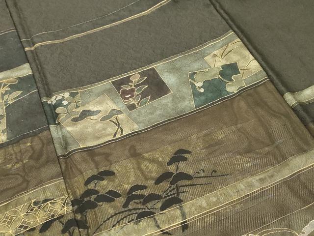 平和屋着物●訪問着 色紙重ね草花文 金彩 正絹 逸品 CABD8856gh