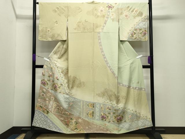 平和屋着物●TOKI志すい キモノモードオリジナルブランド 訪問着 駒刺繍 更紗花唐草文 暈し染め 金彩 正絹 逸品 CABD8860gh
