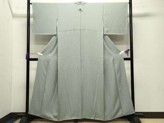 平和屋着物●上質な色無地 舞花地紋 灰青色 正絹 逸品 未使用 CABD8866gh