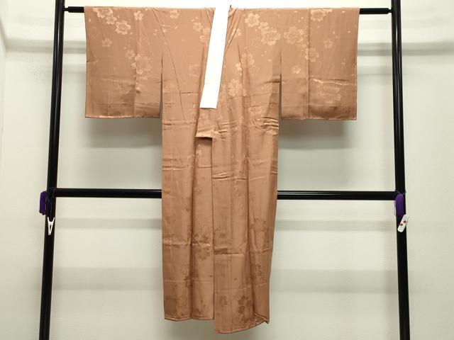 平和屋着物●長襦袢 無双仕立て 舞桜地紋 小麦色 やまと誂製 正絹 逸品 未使用 CABD8870gh