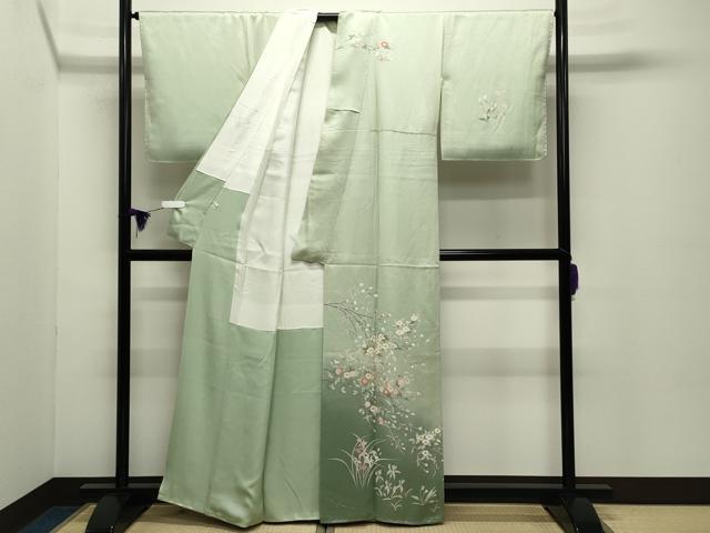 平和屋着物●訪問着 作家物 枝花文 暈し染め 金彩 正絹 逸品 未使用 CABD8879gh