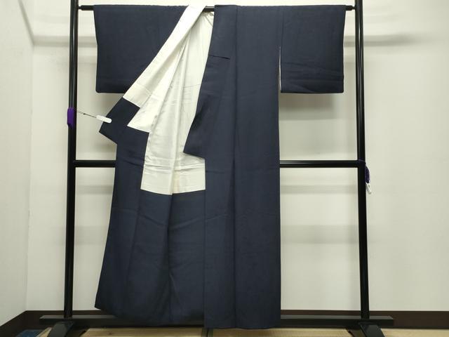 平和屋着物●上質な色無地 花唐草地紋 紫黒色 正絹 逸品 CABD8894gh