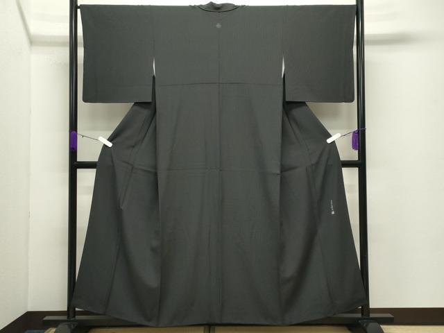 平和屋着物●江戸小紋 庭野三樹夫作 角通し 黒地 正絹 逸品 CABD8912gh