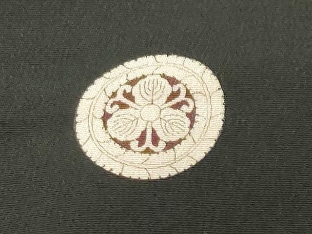 平和屋着物●アンティーク 大正ロマン 中国三大刺繍 相良刺繍 黒留袖 扇面花文 金彩 正絹 逸品 CABD8915gh