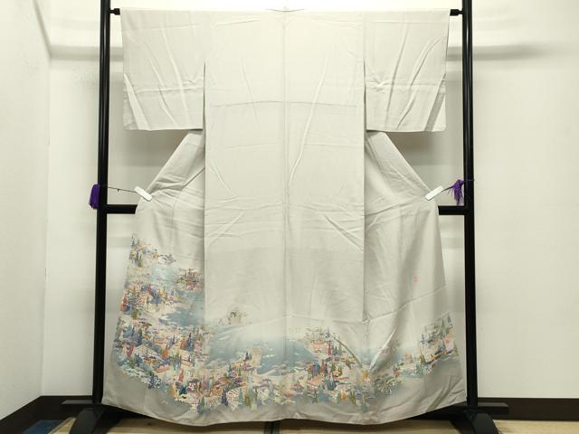 平和屋着物●本加賀友禅作家 黒田勲 色留訪問着 風景文 暈し染め 正絹 逸品 CABD8938gh