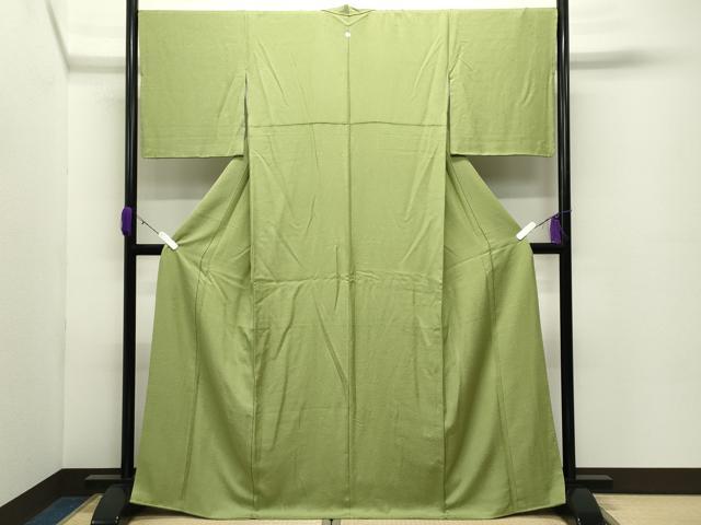 平和屋着物●上質な色無地 舞花地紋 青丹色 正絹 逸品 CABD8939gh