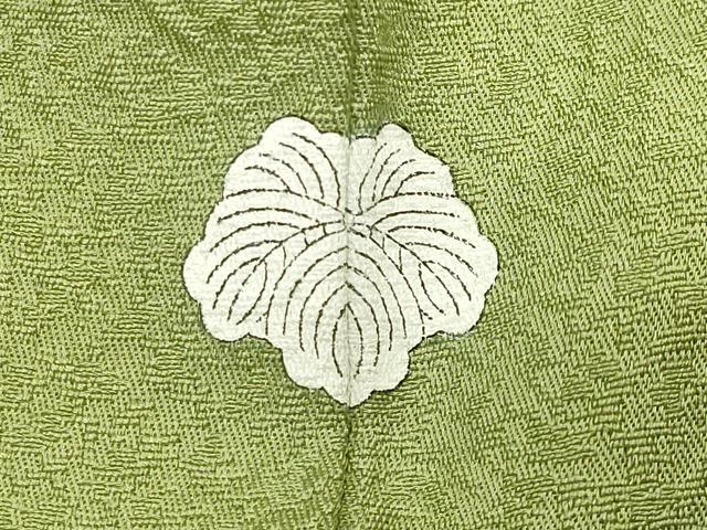 平和屋着物●上質な色無地 舞花地紋 青丹色 正絹 逸品 CABD8939gh