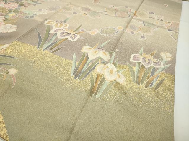 平和屋着物●訪問着 作家物 駒刺繍 舞蝶花文 暈し染め 金彩 正絹 逸品 CABD8952gh