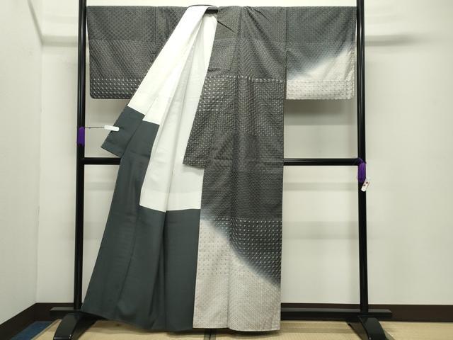 平和屋着物●訪問着 本場大島紬地 総刺繍 刺し子 吉祥横段文 正絹 逸品 CABD8956gh