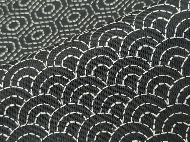 平和屋着物●訪問着 本場大島紬地 総刺繍 刺し子 吉祥横段文 正絹 逸品 CABD8956gh