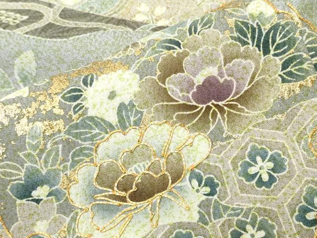 平和屋着物●訪問着 駒刺繍 雪輪重ね鳳凰花文 金彩 正絹 逸品 未使用 CABD8968gh