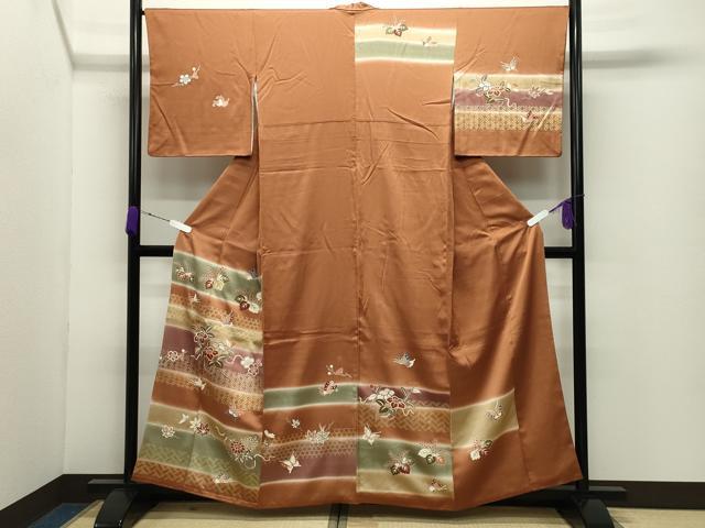 平和屋着物●創業460年・千總 訪問着 駒刺繍 桐舞蝶花文 暈し染め 金彩 伊勢丹扱い 正絹 逸品 CABD8973gh