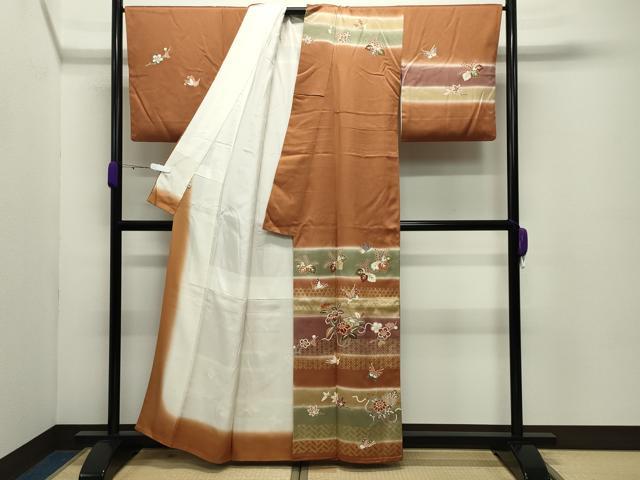 平和屋着物●創業460年・千總 訪問着 駒刺繍 桐舞蝶花文 暈し染め 金彩 伊勢丹扱い 正絹 逸品 CABD8973gh