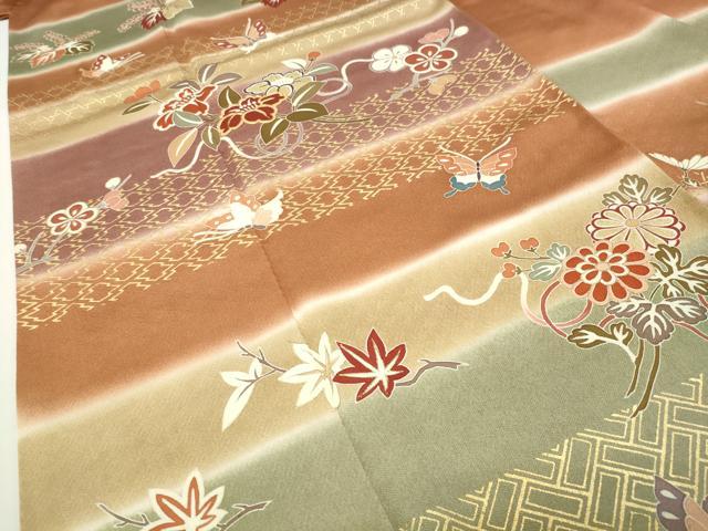 平和屋着物●創業460年・千總 訪問着 駒刺繍 桐舞蝶花文 暈し染め 金彩 伊勢丹扱い 正絹 逸品 CABD8973gh