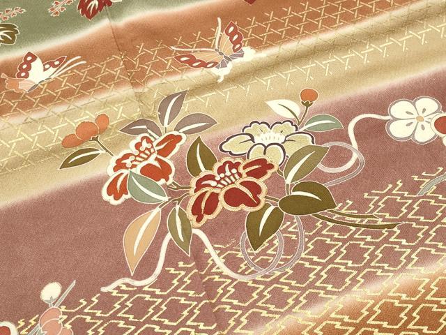平和屋着物●創業460年・千總 訪問着 駒刺繍 桐舞蝶花文 暈し染め 金彩 伊勢丹扱い 正絹 逸品 CABD8973gh