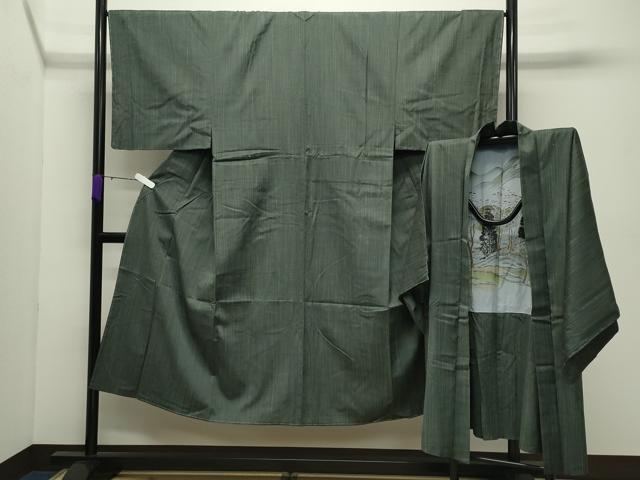 平和屋着物○男性 紬 アンサンブル 霞文 正絹 逸品 未使用 CABD8977gh