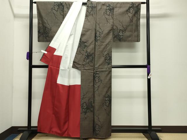 平和屋着物●本場大島紬 9マルキ 泥染め 枝花文 吉織物謹製 証紙付き 正絹 逸品 未使用 CABD8982gh
