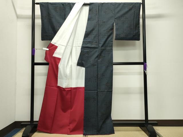 平和屋着物●本場大島紬 7マルキ 草花文 正絹 逸品 未使用 CABD8985gh