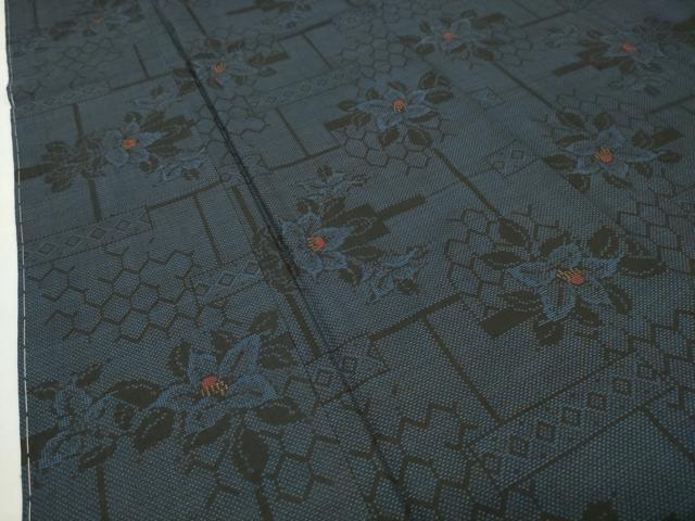 平和屋着物●本場大島紬 7マルキ 草花文 正絹 逸品 未使用 CABD8985gh