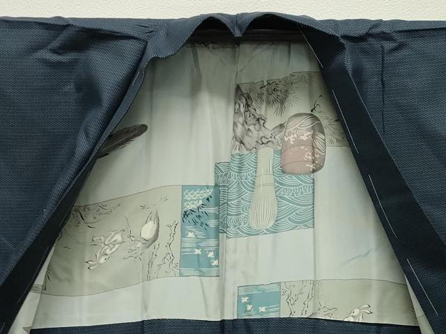 平和屋着物●男性 紬 アンサンブル 100亀甲 総詰め 正絹 逸品 未使用 CABD8992gh