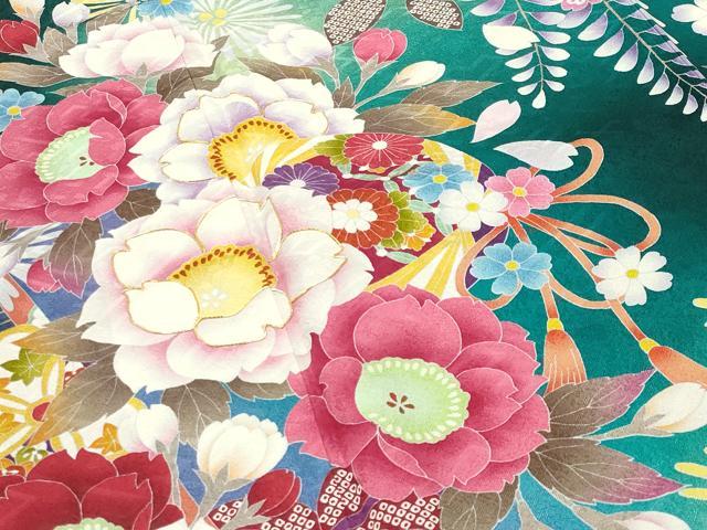 平和屋着物●豪華振袖 駒刺繍 舞桜花文 暈し染め やまと誂製 正絹 逸品 CABD8999gh
