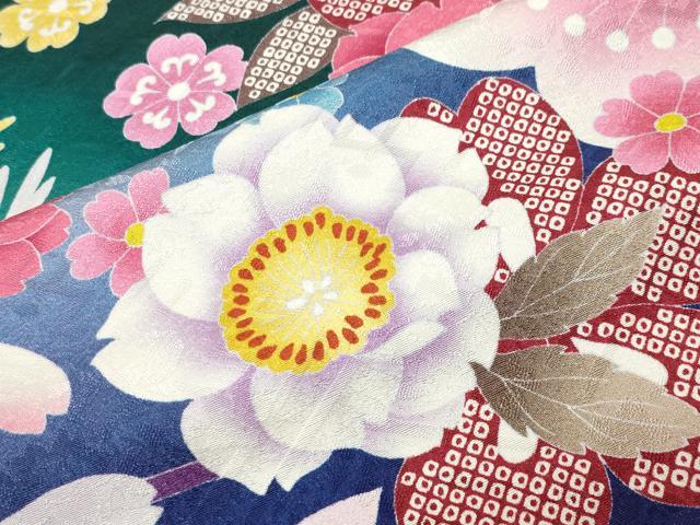平和屋着物●豪華振袖 駒刺繍 舞桜花文 暈し染め やまと誂製 正絹 逸品 CABD8999gh