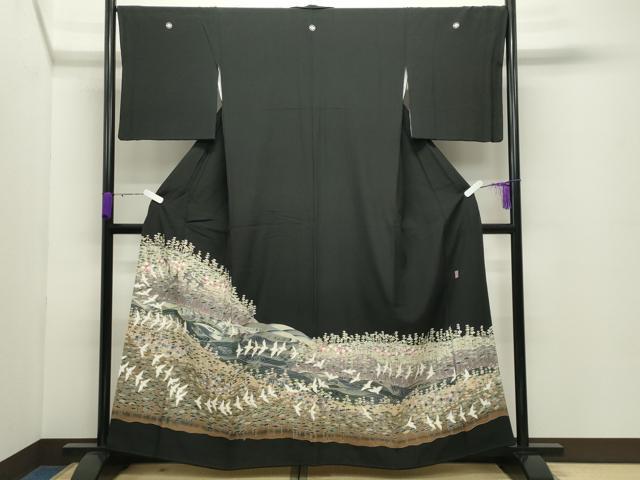 平和屋着物●豪華黒留袖 友禅 作家物 飛鳥松梅文 暈し染め 正絹 逸品 CABD9001gh