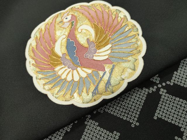 平和屋着物●豪華黒留袖 作家物 駒刺繍 籬鳳凰花文 金彩 正絹 逸品 CABD9002gh