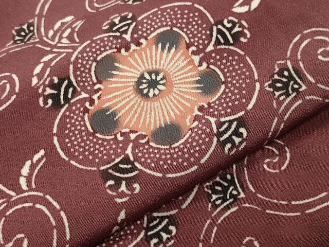 平和屋着物●上質な小紋 型染め 花唐草文 正絹 逸品 CABD9004gh