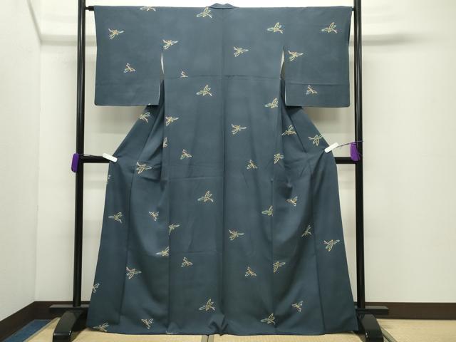 平和屋着物●上質な小紋 トンボ 正絹 逸品 CABD9008gh