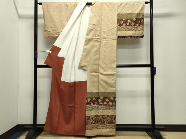 平和屋着物●訪問着 横段草花文 金彩 正絹 逸品 CABD9010gh
