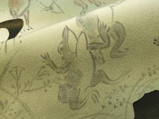 平和屋着物●豪華黒留袖 手描き 鳥獣戯画 暈し染め 金銀彩 正絹 逸品 CABD9013gh