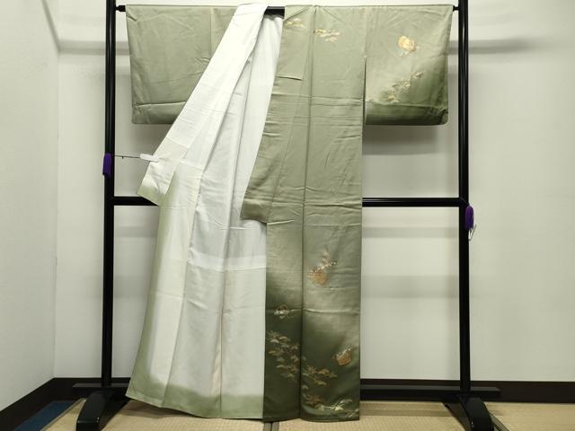 平和屋着物●訪問着 鼓 横笛 松花文 暈し染め 金彩 正絹 逸品 CABD9019gh