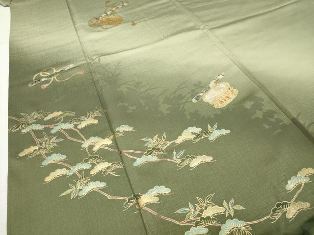 平和屋着物●訪問着 鼓 横笛 松花文 暈し染め 金彩 正絹 逸品 CABD9019gh