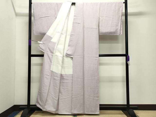 平和屋着物●上質な色無地 草木地紋 灰桜色 正絹 逸品 未使用 CABD9030gh