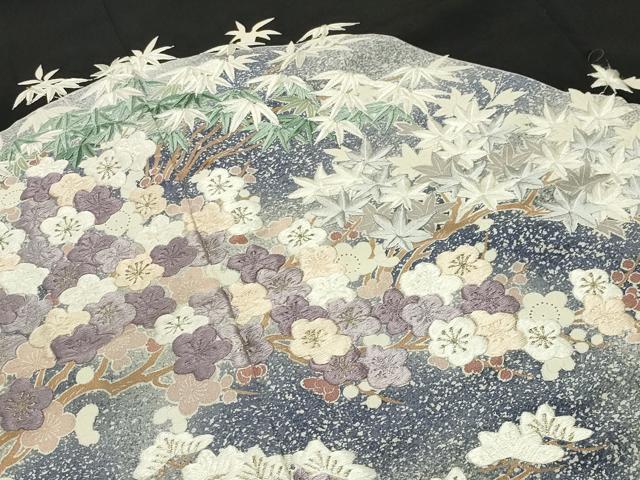 平和屋着物▼豪華黒留袖 刺繍 松竹梅文 金糸 正絹 逸品 CABD9050gh