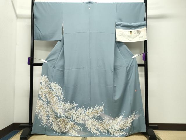 平和屋着物●染匠 久保耕 色留袖 駒刺繍 枝垂れ桜文 暈し染め 金彩 正絹 逸品 CABD9068gh