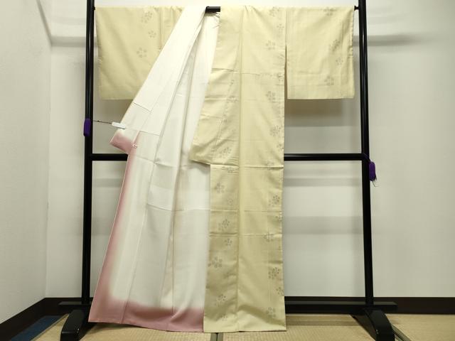平和屋着物●結城紬 100亀甲 飛び亀甲柄 舞花文 ほてい屋扱い 正絹 逸品 CABD9072gh