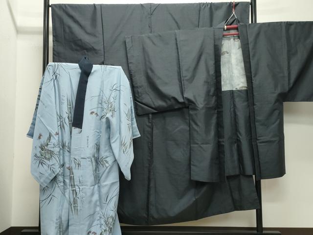 平和屋着物●男性 本場大島紬 アンサンブル・長襦袢セット 80亀甲 総詰め 正絹 逸品 CABD9087gh