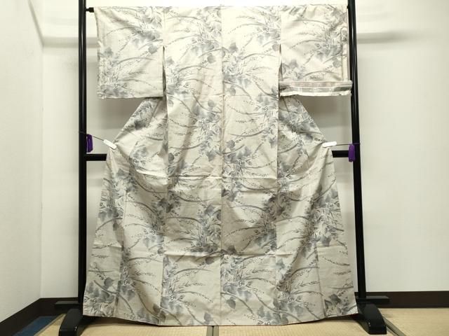 平和屋着物●本場大島紬 白大島 7マルキ 総絣 草木文 三越扱い 反端付き 正絹 逸品 未使用 CABD9098gh