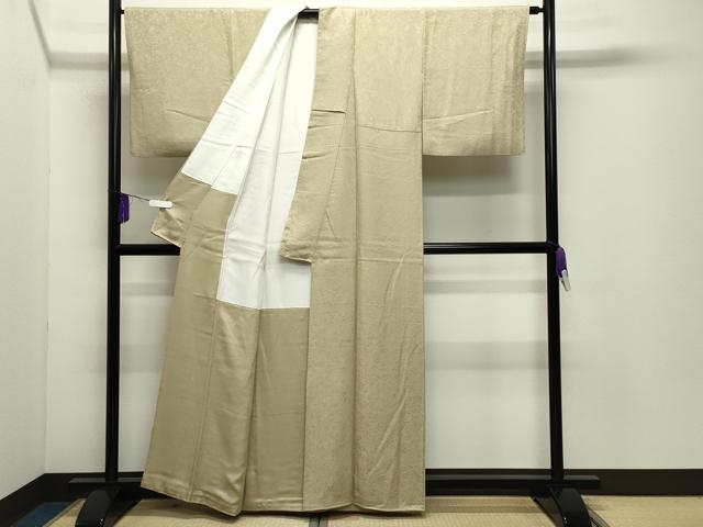 平和屋着物●本草木染作家 瑞寶 色無地 堅牢草木染 霞地紋 砥粉色 反端付き 正絹 逸品 CABD9112gh