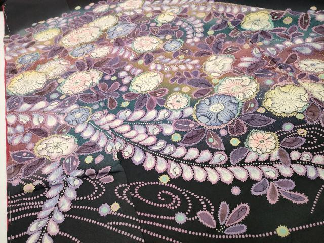 平和屋着物●豪華振袖 辻が花 絞り 黒地 金彩 仮絵羽 逸品 未使用 CABD9138gh